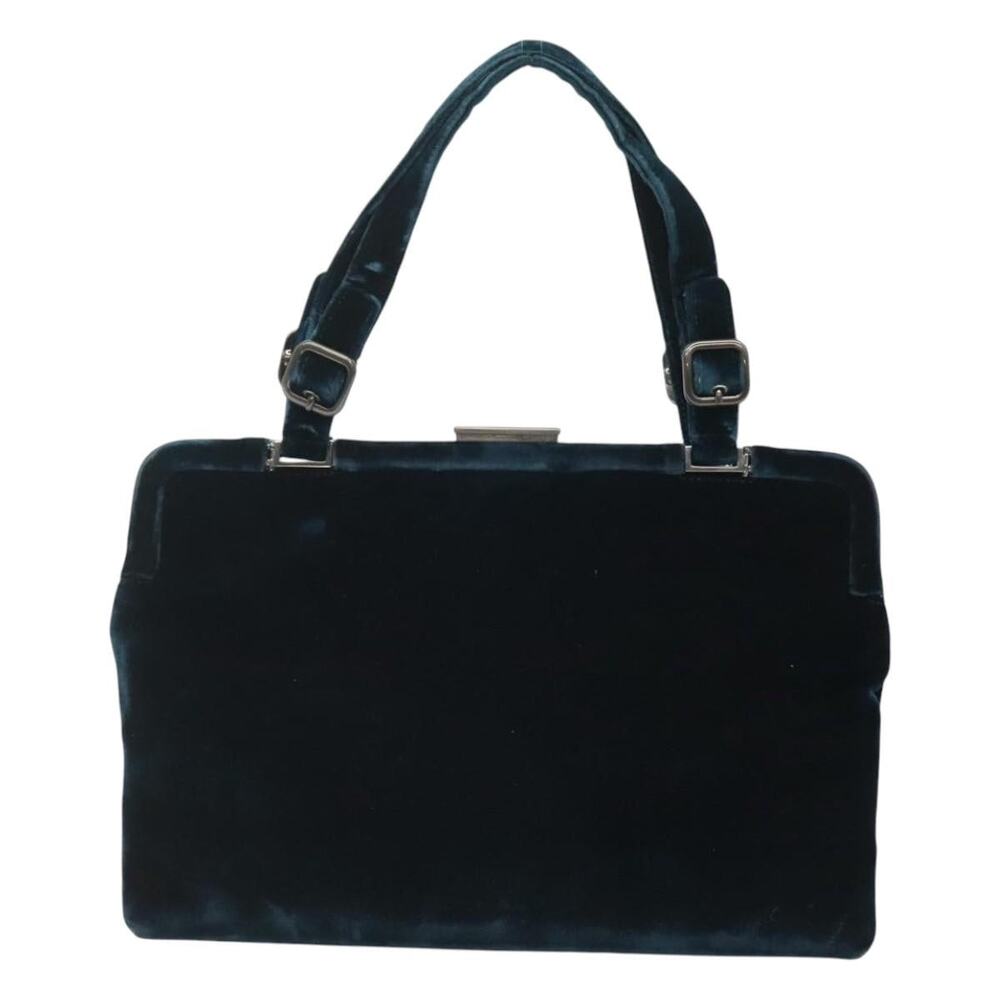 PRADA Tote Bag Velor Navy Silver - Picture 2 of 12